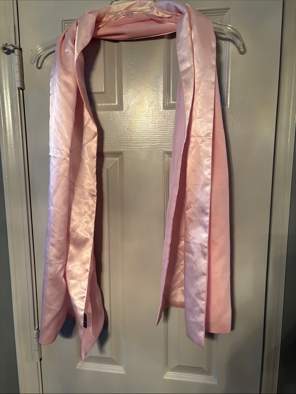 Long Shiny Pink Scarf Stole Shawl Wrap with Inner Lining